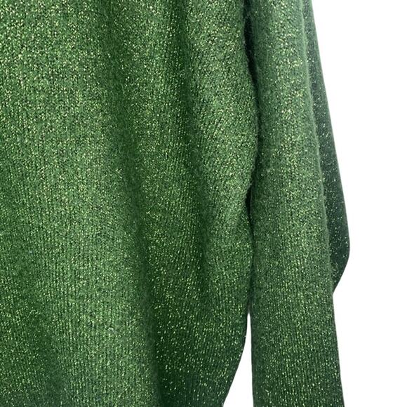 H&M Green Sparkle Crew Neck Long Sleeve Sweater Size Large - Picture 6 of 7